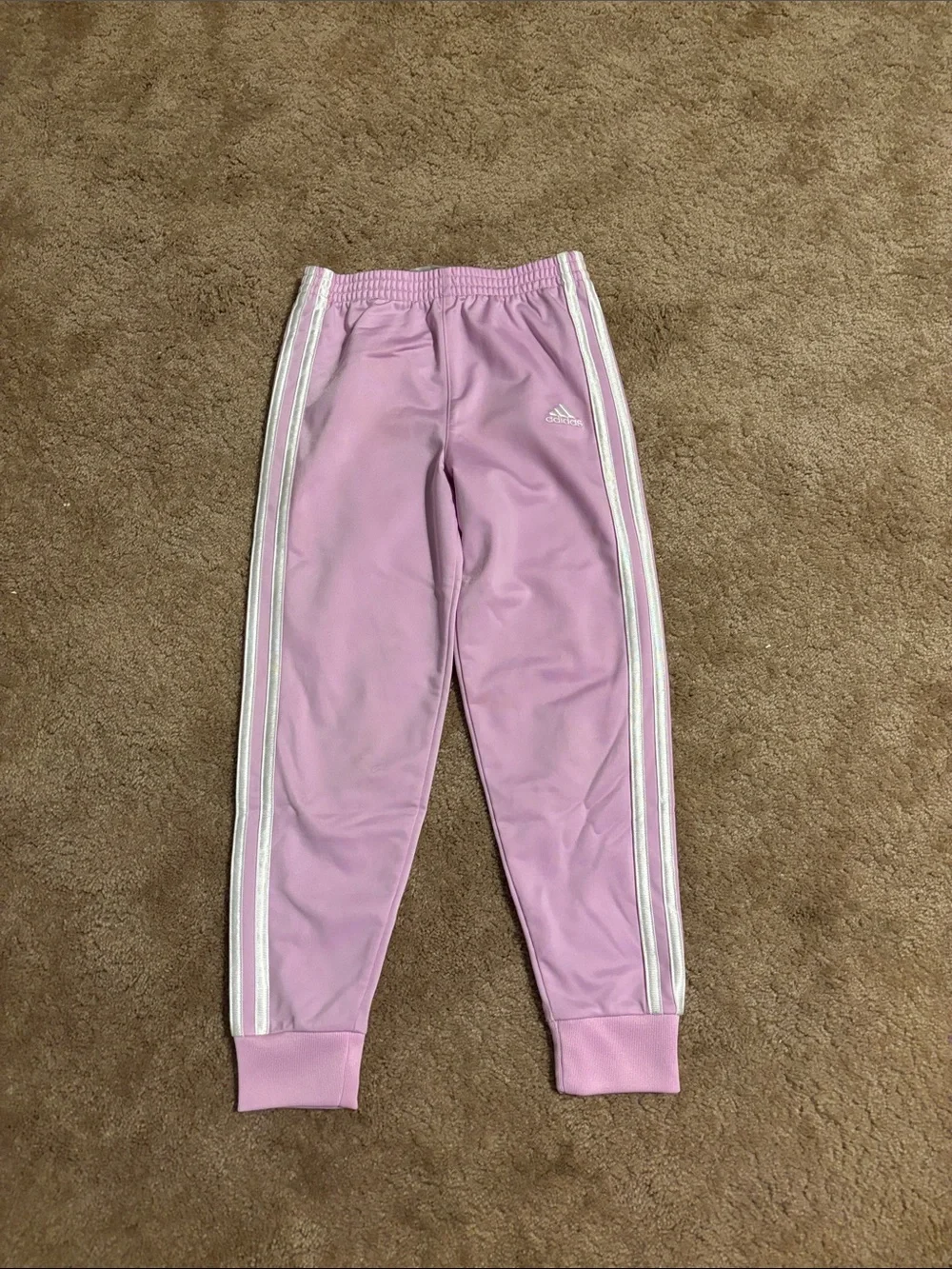 adidas Kids Pink Joggers with White Three Stripes